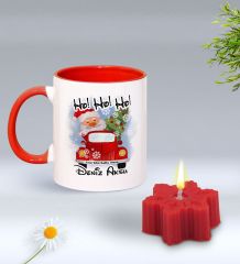 Yılbaşı Hediyesi BK Gift Kişiye Özel Yeni Yıl Tasarımlı Kırmızı Kupa Bardak ve Kırmızı Kar Tanesi Kokulu Mum Hediye Seti-2, Sevgiliye, Arkadaşa Hediye