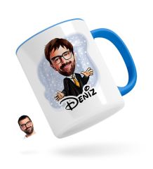Kişiye Özel Erkek Avukat Karikatürlü Mavi Kupa Bardak-3