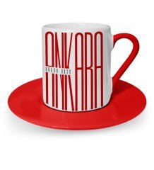 Kişiye Özel Ankara Tasarımlı Kırmızı Türk Kahvesi Fincanı - 1