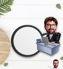 Kişiye Özel Erkek Genel Müdür Karikatürlü Ahşap Bardak Altlığı-1