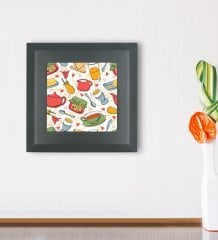 BK Gift Breakfast Tasarımlı Ahşap Çerçeveli Taş Duvar Dekoru-1