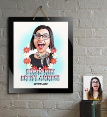 Kişiye Özel Dünyanın En İyi Annesi Karikatür Ahşap Tablo