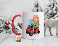 Bk Gift Kişiye Özel Golf Oyuncusu Karikatürlü Kırmızı Kupa Bardak-5, Sevgiliye Hediye, Arkadaşa Hediye