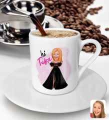 Bk Gift Kişiye Özel Barbie Karikatürlü Türk Kahvesi Fincanı-3, Barbie Filmi, Barbie Hediyelik Eşya, Arkadaşa Hediye