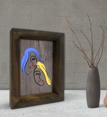BK Gift Woman Line Tasarımlı Dekoratif Doğal Masif Ahşap Çerçeve 15x20cm-1