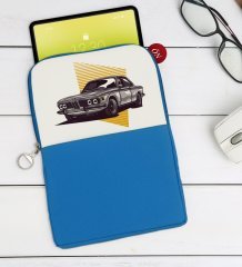 BK Gift Klasik Araç Tasarımlı Taşınabilir Koruyucu Tablet Kılıfı & Organizer Çanta - Mavi-1