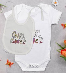 BK Kids Fun Tasarımlı Bebek Body Zıbın ve Mama Önlüğü Hediye Seti - Model 1