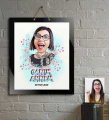 Kişiye Özel Canım Annem Karikatür Ahşap Tablo