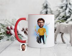 Bk Gift Kişiye Özel Golf Oyuncusu Karikatürlü Kırmızı Kupa Bardak-4, Sevgiliye Hediye, Arkadaşa Hediye