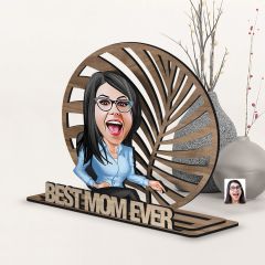 BK Gift Kişiye Özel 3 Katmanlı Anne Karikatürlü Ahşap Biblo-15 Anneye Hediye, Anneler Günü Hediyeleri