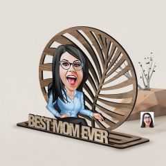 BK Gift Kişiye Özel 3 Katmanlı Anne Karikatürlü Ahşap Biblo-15 Anneye Hediye, Anneler Günü Hediyeleri