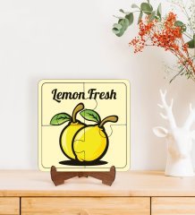 BK Gift Lemon Fresh Tasarımlı Ahşap Standlı Puzzle Çerçeve-1