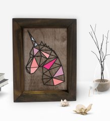 BK Gift Unicorn Tasarımlı Dekoratif Doğal Masif Ahşap Çerçeve 15x20cm-2