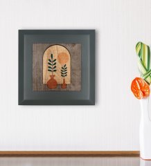BK Gift Botanical Art Tasarımlı Ahşap Çerçeveli Taş Duvar Dekoru-1