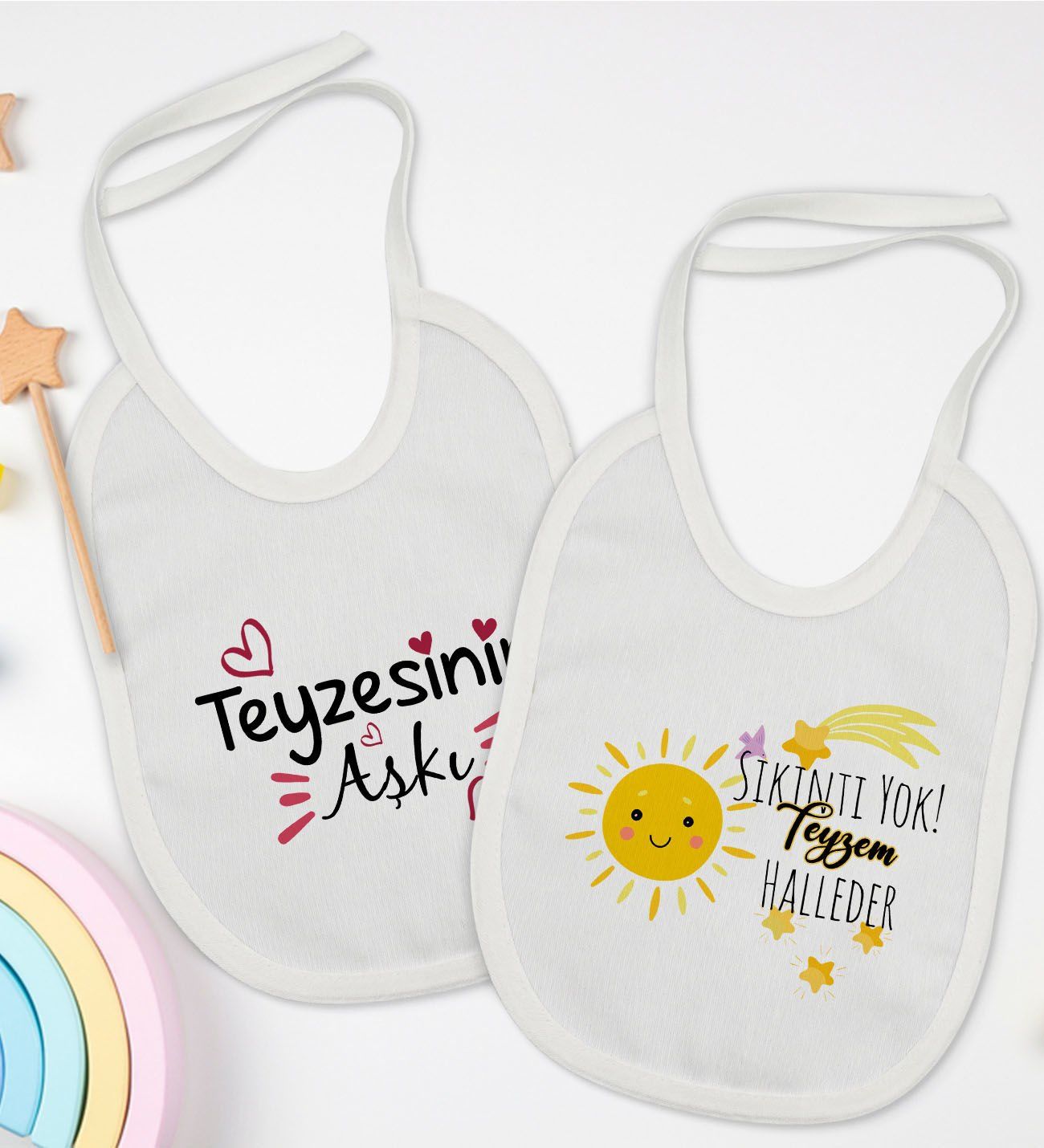 BK Kids Teyze Tasarımlı 2’li Beyaz Mama Önlüğü-4