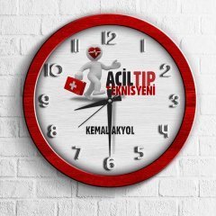 Kişiye Özel Mesleki Acil Tıp Teknisyeni Ahşap Duvar Saati