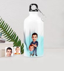 Kişiye Özel Baba Oğul Karikatürlü Metal Suluk (500 ml.) 2