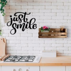 BK Home Dekoratif Doğal Ahşap Raf ve Sadece Gülümse Duvar Süsü-1