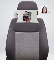 Kişiye Özel Kadın Big Boss Karikatürlü Dikdörtgen Araç Koltuk Yastığı-3