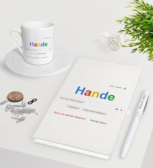 Kişiye Özel Google Yılın En Güzel Kadını Beyaz Defter Kalem Türk Kahvesi Fincanı Seti-2