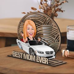 BK Gift Kişiye Özel 3 Katmanlı Anne Karikatürlü Ahşap Biblo-13 Anneye Hediye, Anneler Günü Hediyeleri