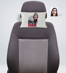 Kişiye Özel Kadın Big Boss Karikatürlü Dikdörtgen Araç Koltuk Yastığı-2