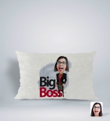 Kişiye Özel Kadın Big Boss Karikatürlü Dikdörtgen Araç Koltuk Yastığı-2
