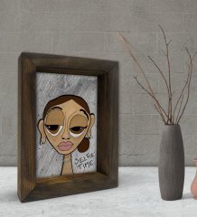 BK Gift Hot Girl Tasarımlı Dekoratif Doğal Masif Ahşap Çerçeve 15x20cm-1