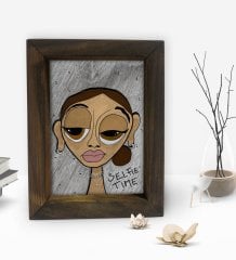 BK Gift Hot Girl Tasarımlı Dekoratif Doğal Masif Ahşap Çerçeve 15x20cm-1