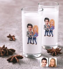 Kişiye Özel Sevgililer Karikatürlü İkili Rakı Bardağı Seti-50