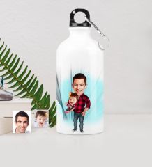 Kişiye Özel Baba Kız Karikatürlü Metal Suluk (500 ml.) 2