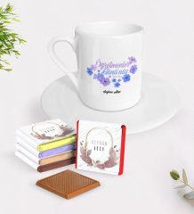 Kişiye Özel Öğretmenler Gününüz Kutlu Olsun Türk Kahvesi Fincanı ve Çikolata Hediye Seti-3