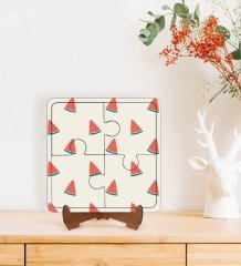 BK Gift Karpuz Tasarımlı Ahşap Standlı Puzzle Çerçeve-1