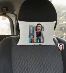 Kişiye Özel Kadın Big Boss Karikatürlü Dikdörtgen Araç Koltuk Yastığı-1