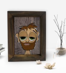 BK Gift Hobo Guy Tasarımlı Dekoratif Doğal Masif Ahşap Çerçeve 15x20cm-1