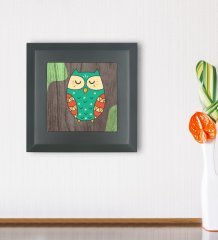 BK Gift Baykuş Tasarımlı Ahşap Çerçeveli Taş Duvar Dekoru-3