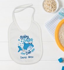 BK Kids Kişiye Özel Baby Shark Tasarımlı Bebek Mama Önlüğü - Model 1