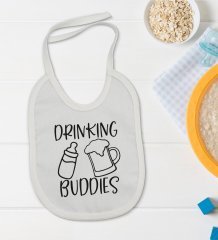 BK Kids Drinking Buddies Tasarımlı Bebek Body Zıbın ve Mama Önlüğü Hediye Seti - Model 1