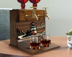 BK Gift Kişiye Özel Kabartma Manzara Tasarımlı İsimli Çift Musluklu Doğal Ahşap İçki Standı-20, İçki Standı, Doğum Günü Hediyesi, Ev Hediyesi