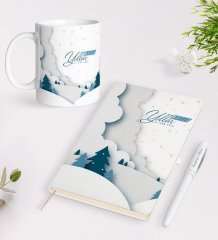 Kişiye Özel Yılbaşı Mutlu Yıllar Beyaz Defter Kalem ve Kupa Seti-26