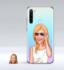 Kişiye Özel Bayan Karikatürlü Xiaomi Redmi Note 8 İnce Şeffaf Silikon Telefon Kapağı-18