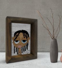BK Gift Cute Girl Tasarımlı Dekoratif Doğal Masif Ahşap Çerçeve 15x20cm-1