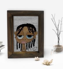 BK Gift Cute Girl Tasarımlı Dekoratif Doğal Masif Ahşap Çerçeve 15x20cm-1