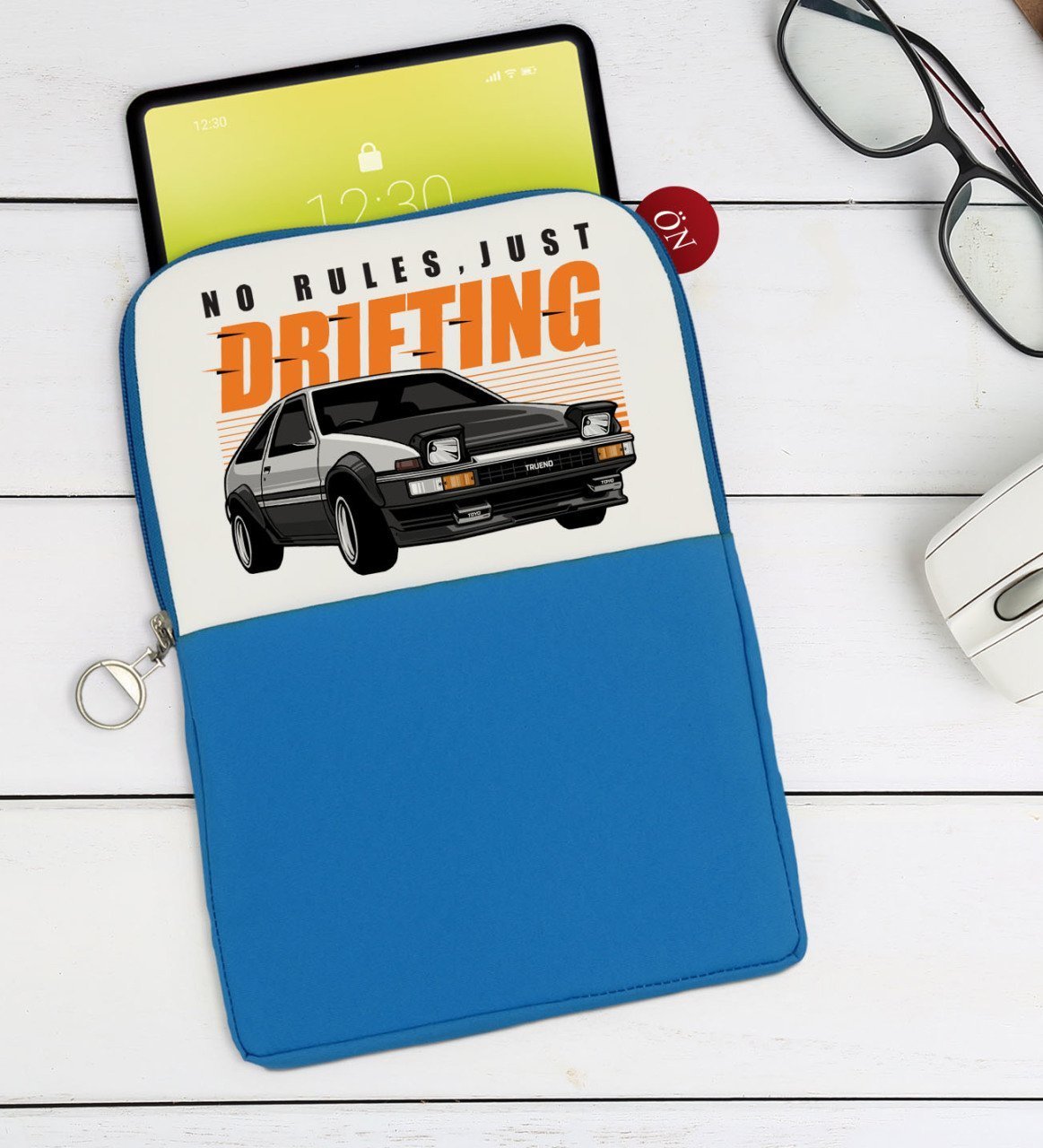 BK Gift Drifting Tasarımlı Taşınabilir Koruyucu Tablet Kılıfı & Organizer Çanta - Mavi-1