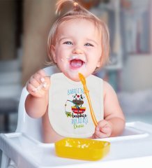 BK Kids Kişiye Özel Babasının Balıkçı Arkadaşı Tasarımlı Bebek Mama Önlüğü - Model 1