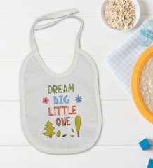 BK Kids Dream Big Little One Tasarımlı Bebek Body Zıbın ve Mama Önlüğü Hediye Seti - Model 1