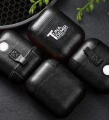 Kişiye Özel Airpod Kulaklık Uyumlu Askılı Siyah Deri Kılıf Saklama Kutusu