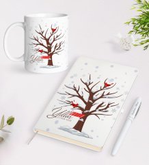Kişiye Özel Yılbaşı Mutlu Yıllar Beyaz Defter Kalem ve Kupa Seti-25