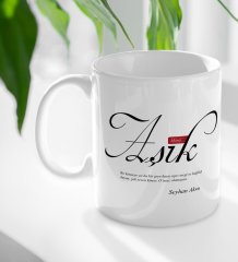 Kişiye Özel Mânâ Aşık Beyaz Kupa Bardak