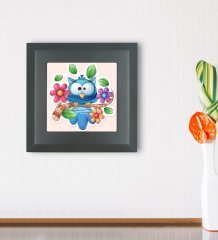 BK Gift Baykuş Tasarımlı Ahşap Çerçeveli Taş Duvar Dekoru-1